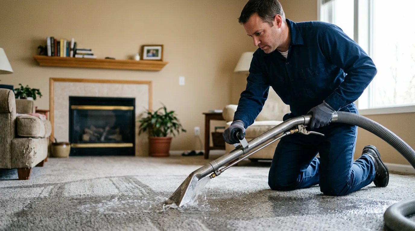 Water damage restoration technician working near Red Jacket, WV